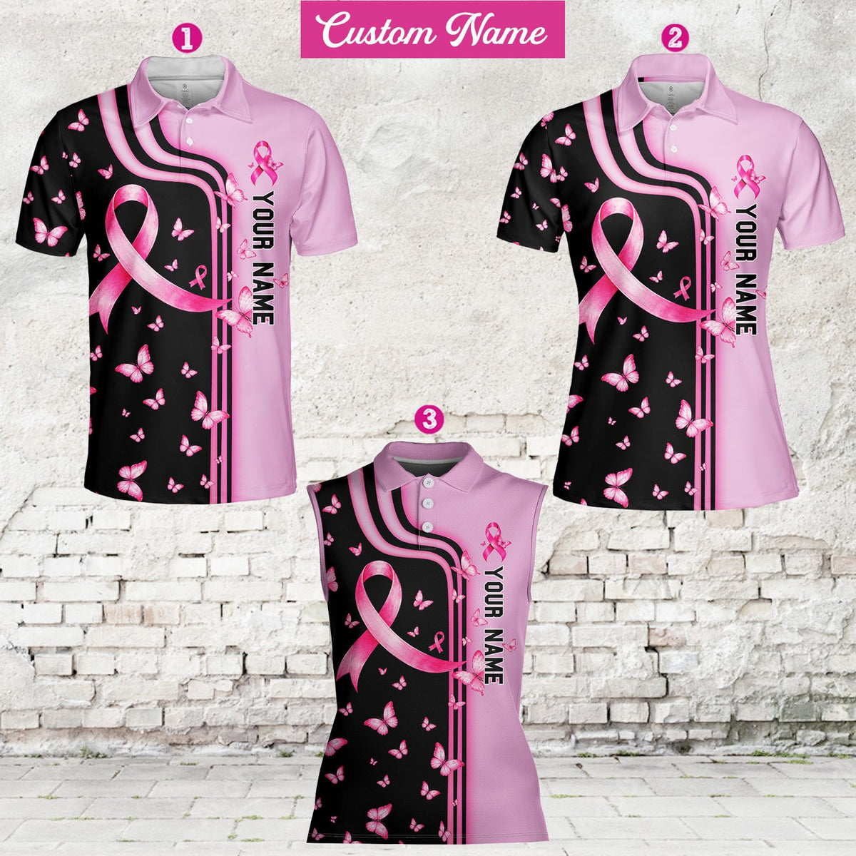 Front detail of the personalized polo shirt with logo and name style text space