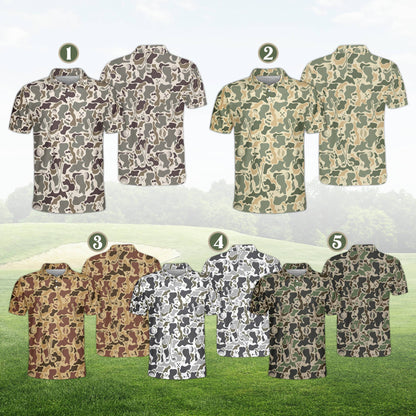 Camo golf polo shirt, detail view