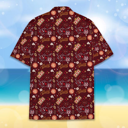 Back view of the maroon casino gambling polo shirt