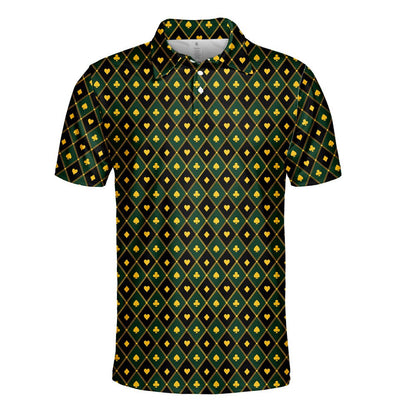 Alternate front view of the green casino polo shirt design