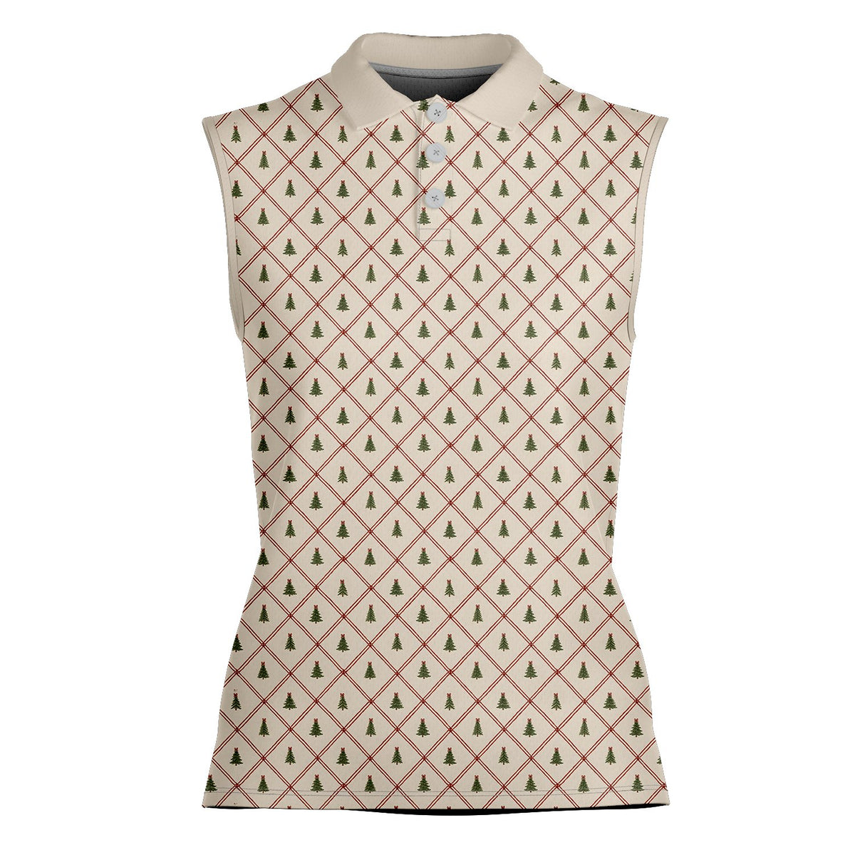 Another front view of the beige holiday polo shirt