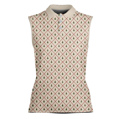 Another front view of the beige holiday polo shirt