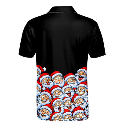 Detailed back view of the Santa face polo shirt