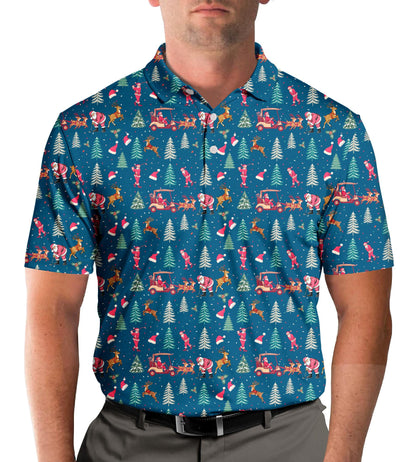 Third lifestyle view highlighting the festive Santa golf cart pattern