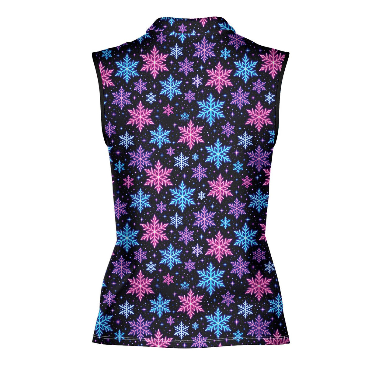 Neon snowflake christmas polo shirt, back view