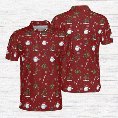 Front view of the multicolor golf holiday pattern polo shirt variant 1