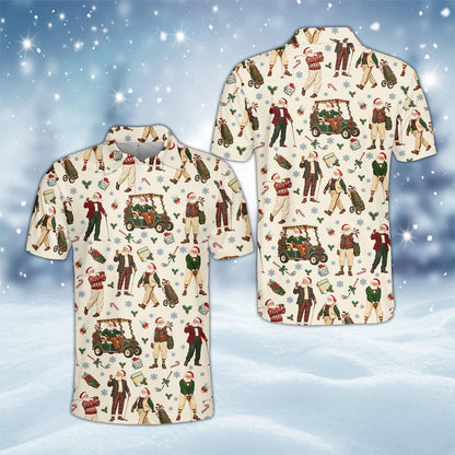 Front view highlighting the Santa riding a golf cart pattern
