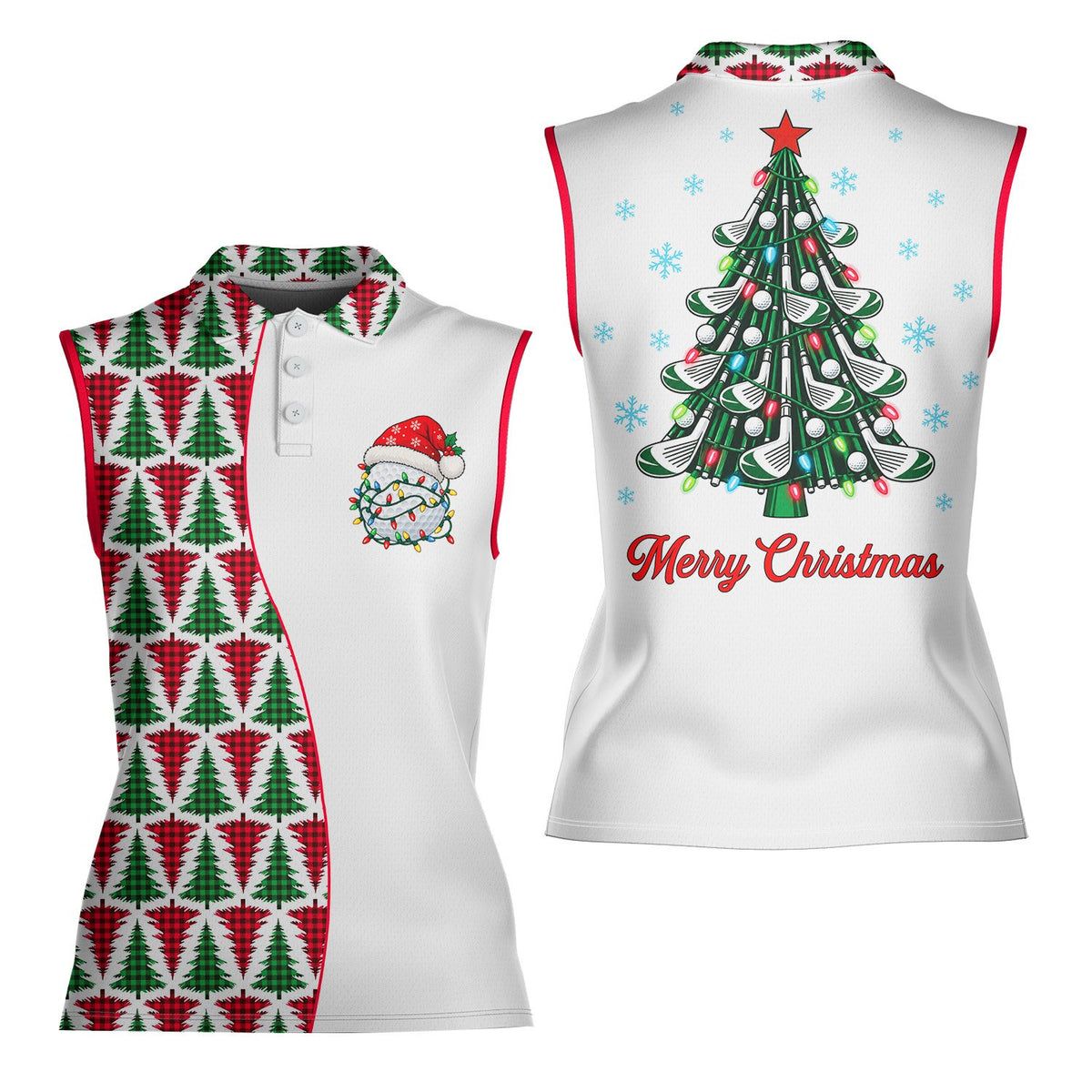 Close up front view of the Christmas polo shirt