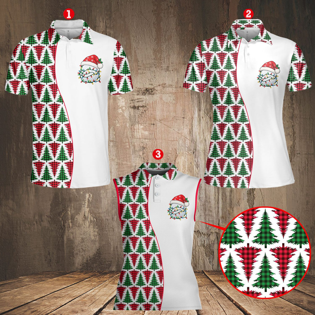 Front layout of the Christmas polo shirt for adults