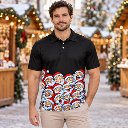 Second lifestyle view of the black holiday polo shirt