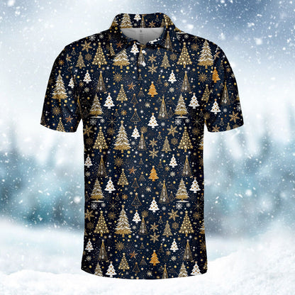 Lifestyle image showcasing the navy holiday polo shirt