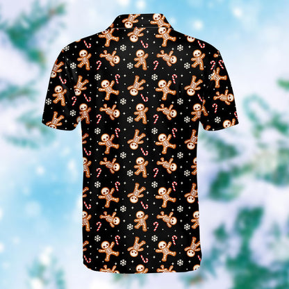 Detailed back view of the ugly christmas polo shirt
