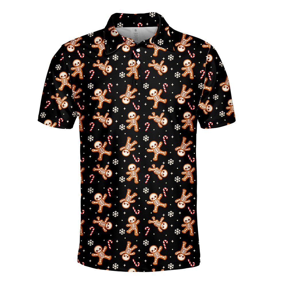 Detailed view of the polyester fabric and all-over holiday pattern