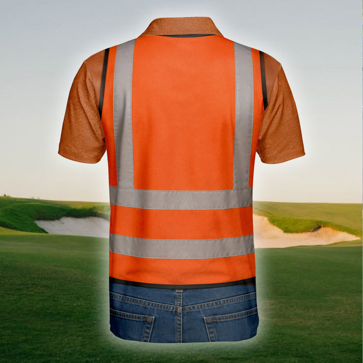 Close-up back view of the novelty construction polo