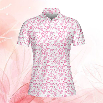 Close up front view of the white cute polo shirt