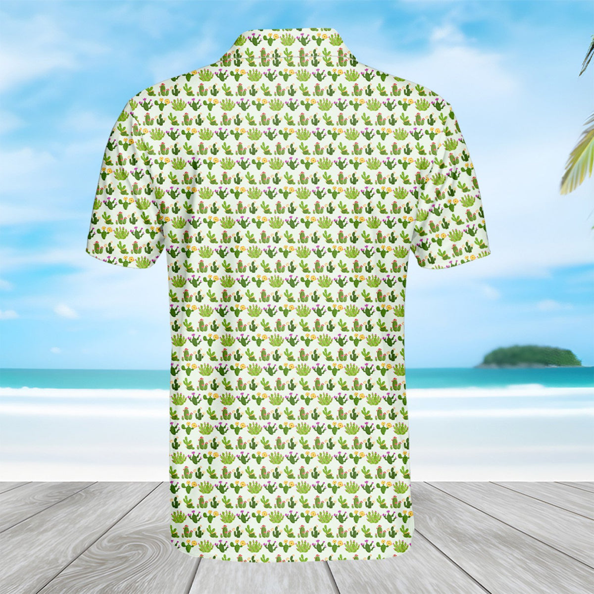 Alternative back view of the white desert polo shirt