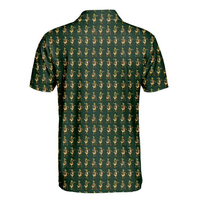 Back view of the duck hunting polo shirt