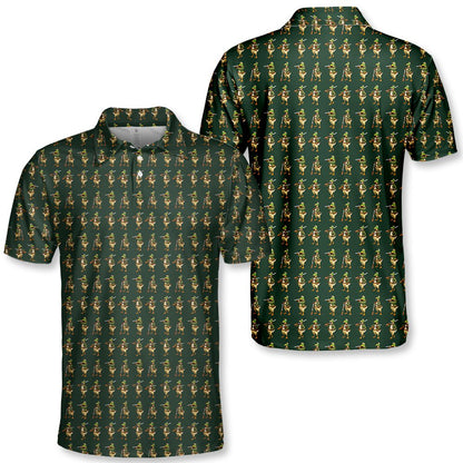 Close up front view of the duck hunting polo shirt pattern