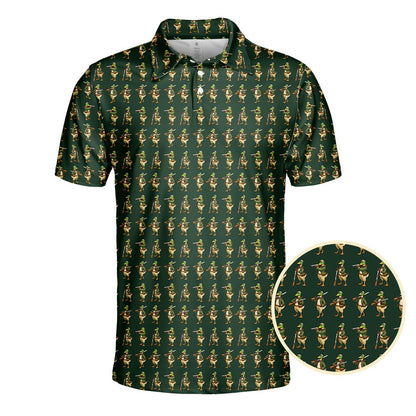 Front view of the green duck polo shirt
