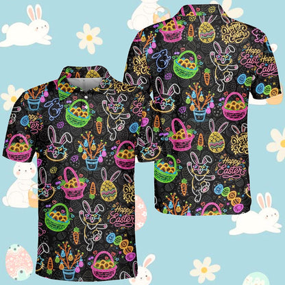Detailed front view showing the collar of the bunny polo shirt
