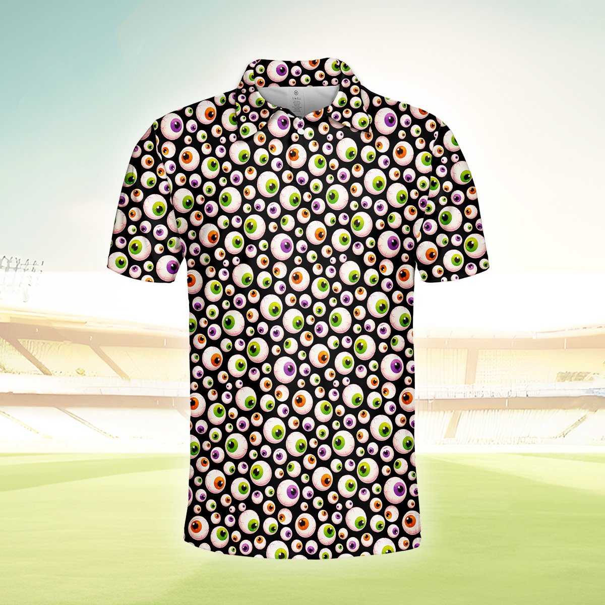 Front angle view of the halloween polo shirt