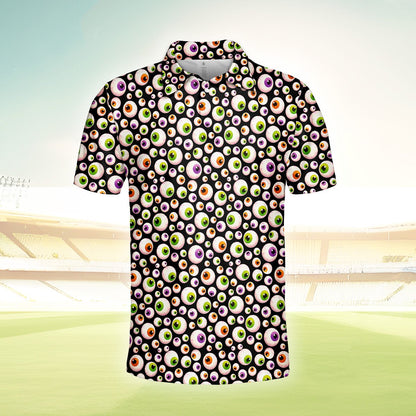 Front angle view of the halloween polo shirt