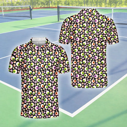 Alternative view of the eyeball pattern polo shirt