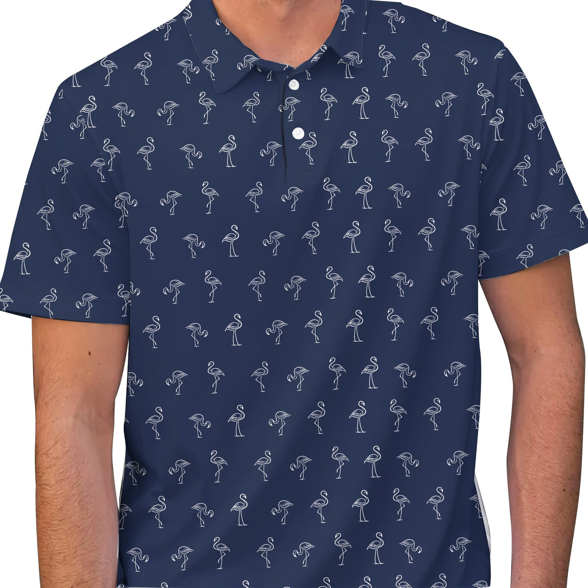 Alternative back view of the flamingo polo shirt