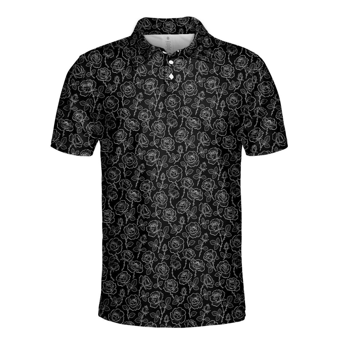 Detailed back view of the floral polo