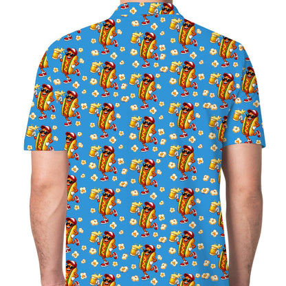 Back view of the food and drink polo shirt