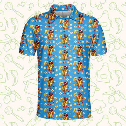 Detailed front view of the hot dog and popcorn pattern