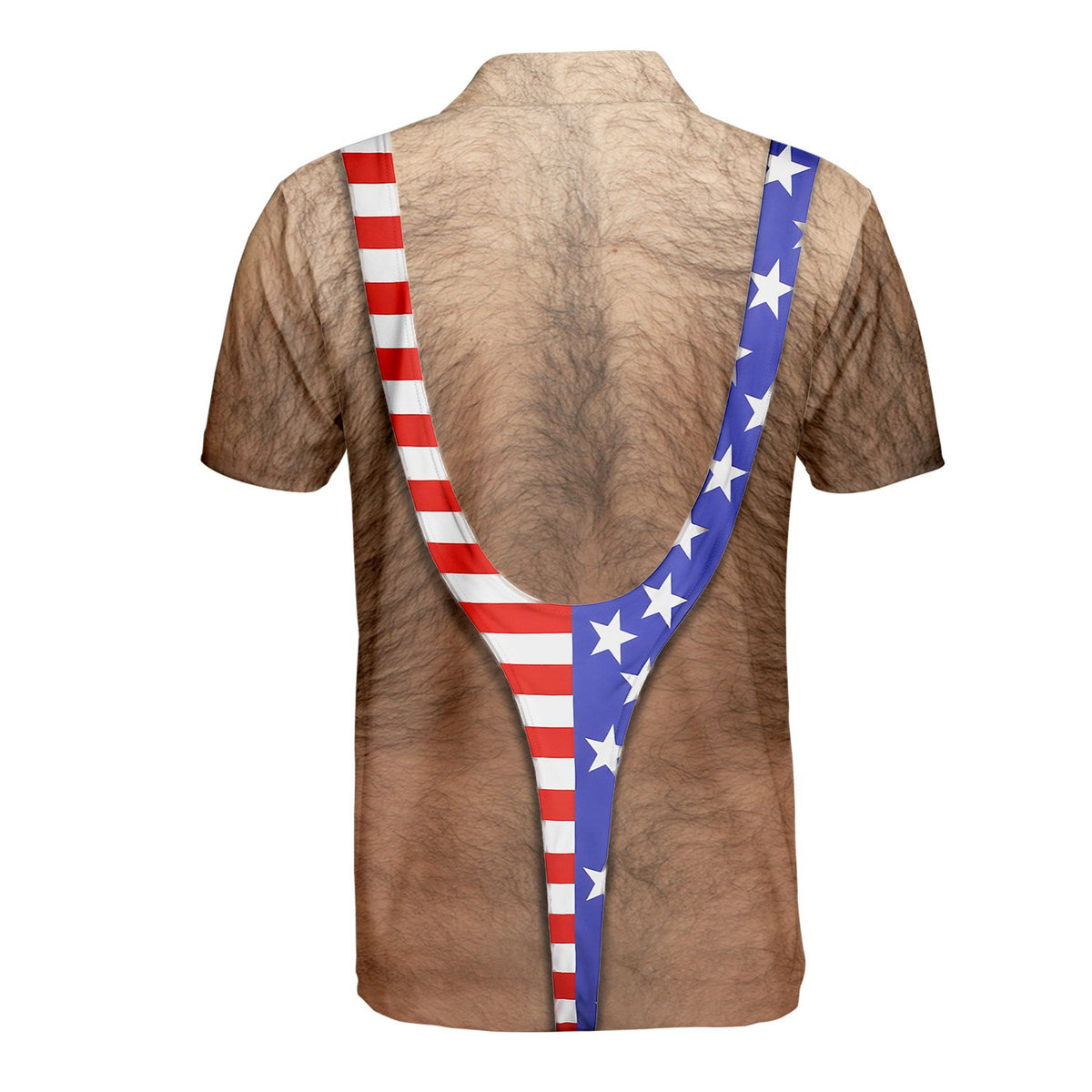 Final back view of the patriotic torso polo shirt