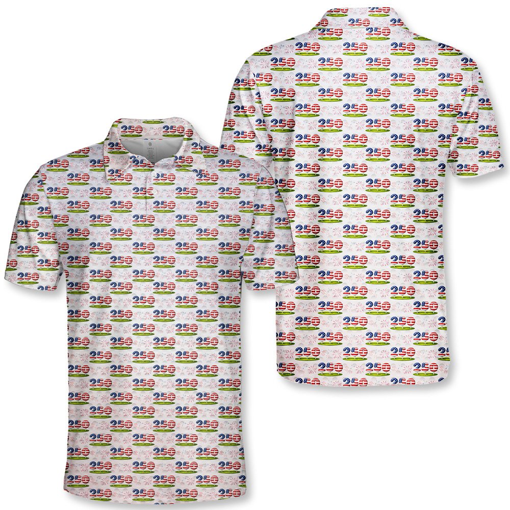 Alternate front view of the patriotic golf polo shirt