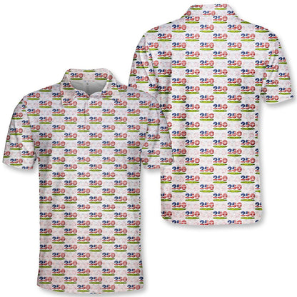 Alternate front view of the patriotic golf polo shirt
