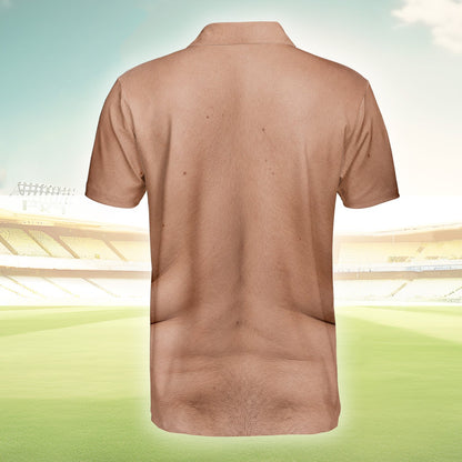 Detailed back view of the photo polo shirt