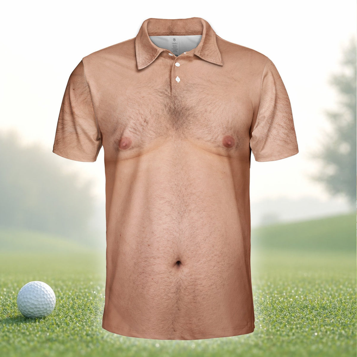 Funny hairy chest polo shirt photo editor design front