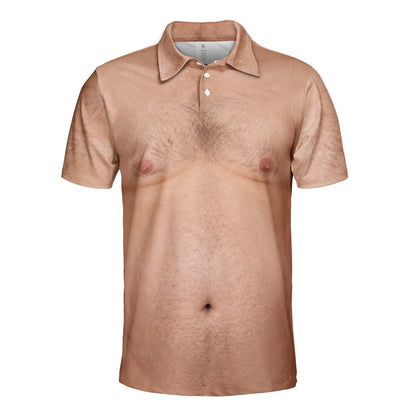 Folded view of the beige funny polo shirt