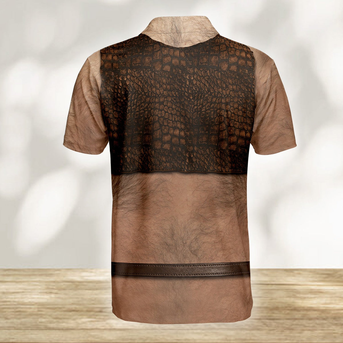 Back view of the funny fake chest polo shirt