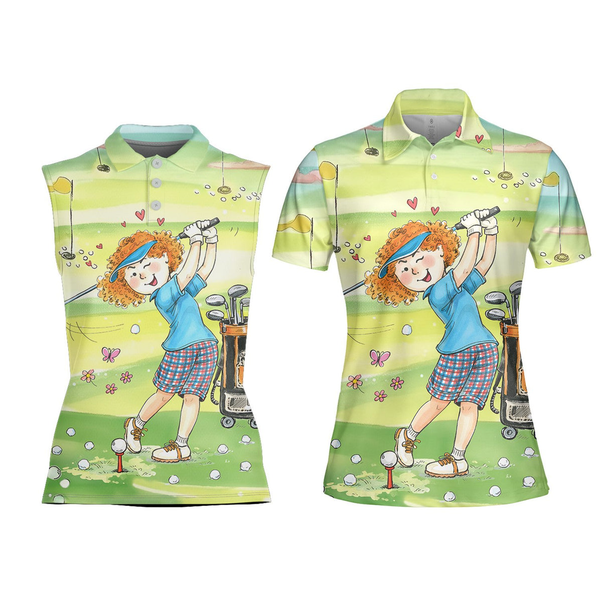 Full front view of the golf polo shirt