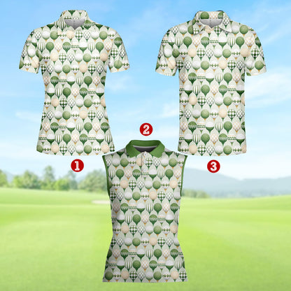 Close up front view of the geometric golf polo shirt