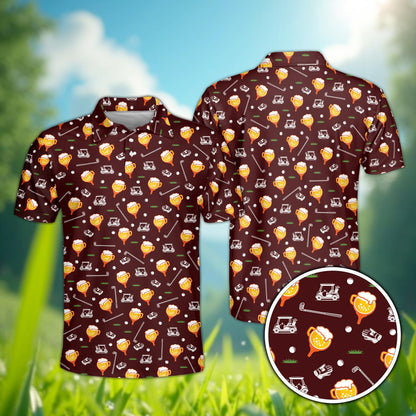 Maroon custom polo shirt for golf lovers, front view