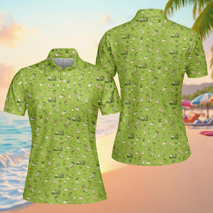 Another front view of the lime green golf polo shirt