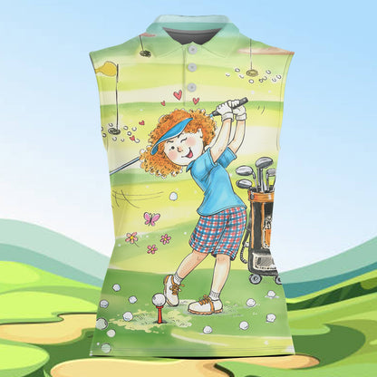 Close-up front view of golf polo shirt