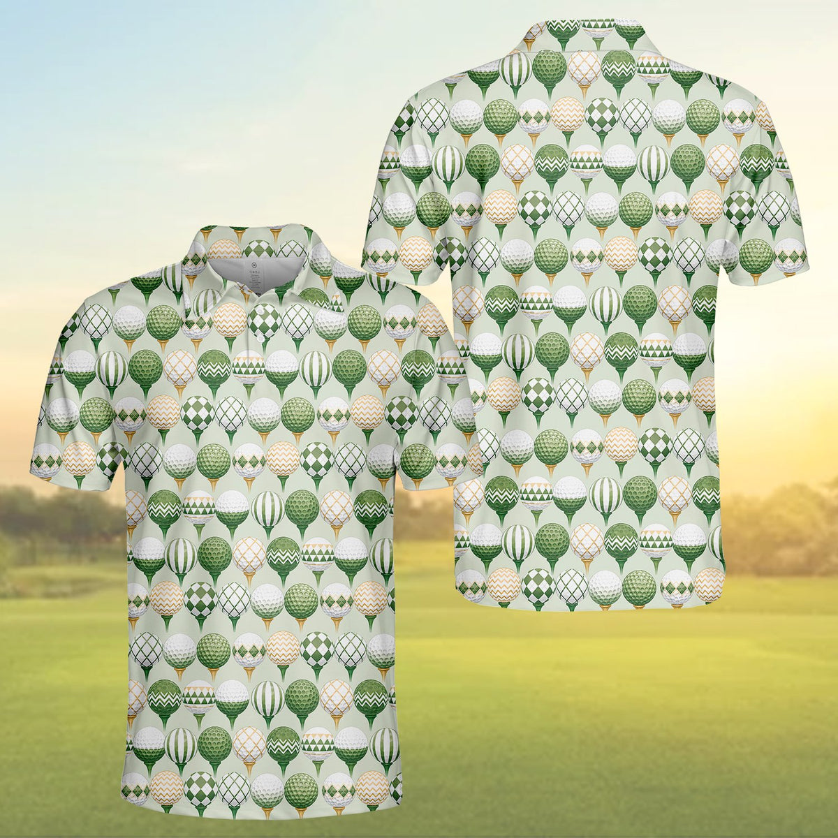 Close up of the golf polo shirt pattern and button placket