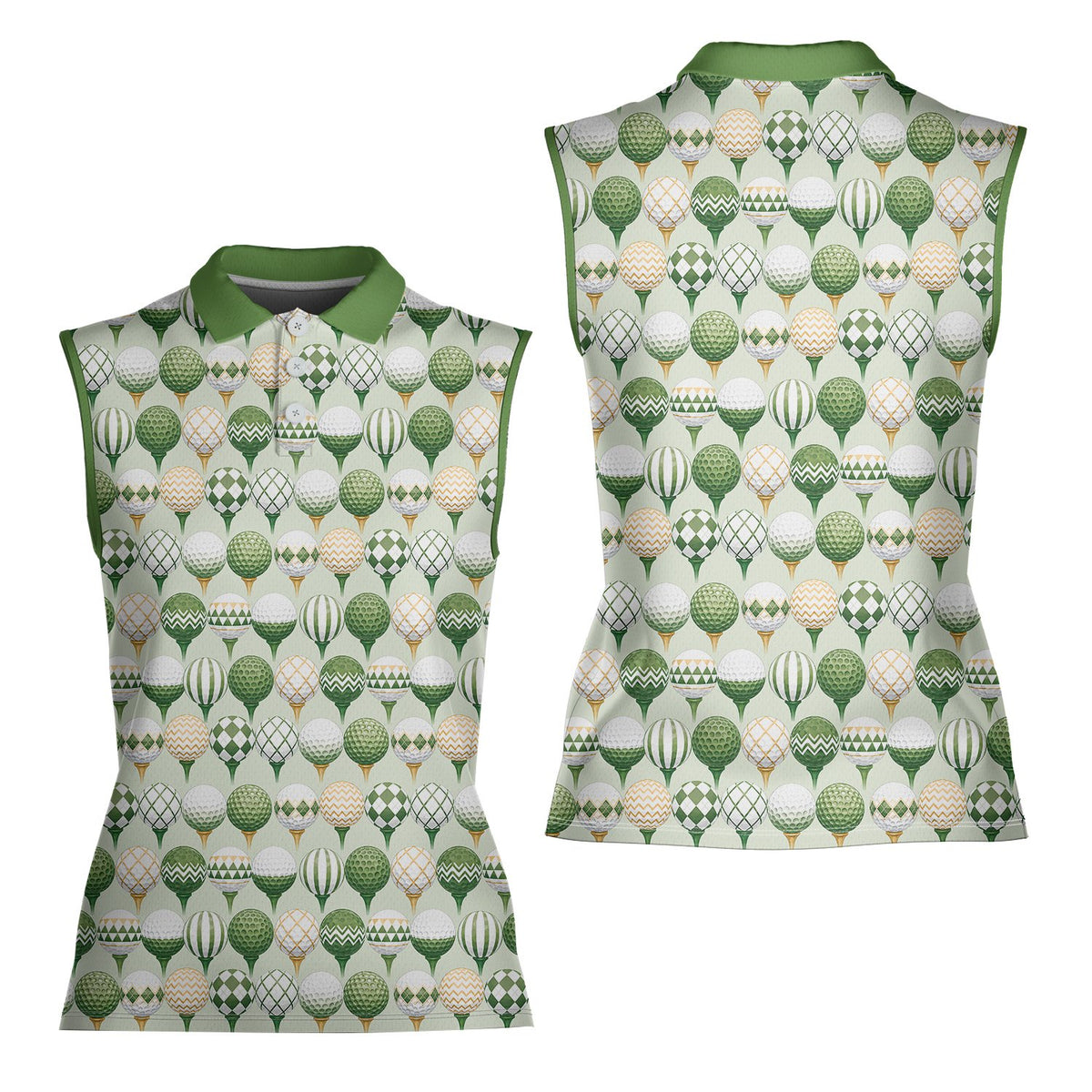 Front perspective of the geometric golf polo shirt design