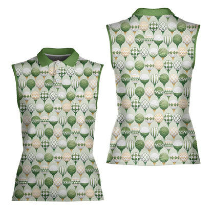 Front perspective of the geometric golf polo shirt design