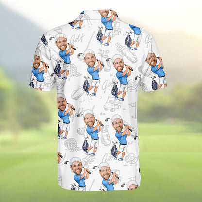 Alternate back view of the custom text polo shirt