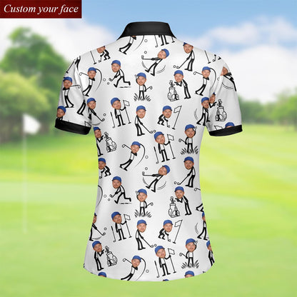 Back view of personalized golf polo shirt