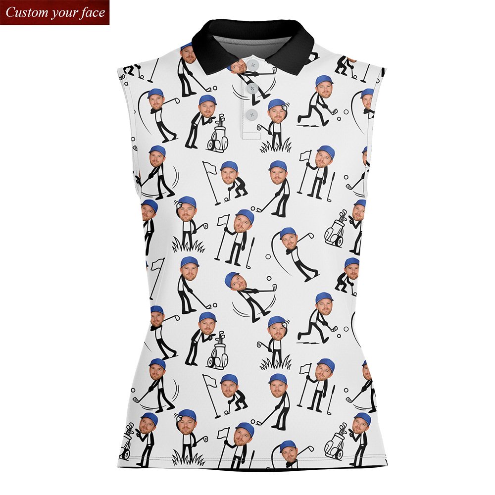 Close up front view of personalized polo shirt
