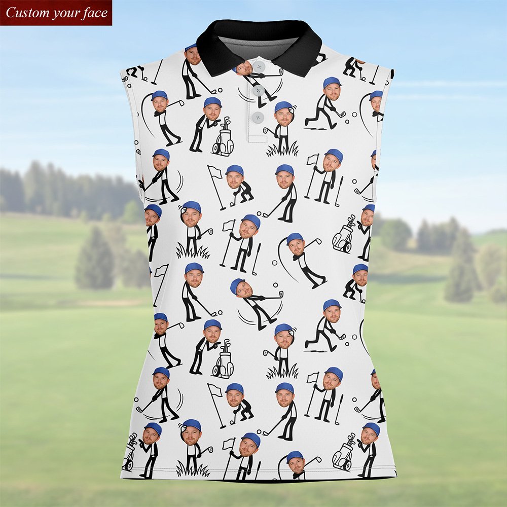 Full front view of abstract golf polo shirt